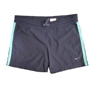Nike Athletic Shorts Womens Size Medium Navy Blue Drawstring Waist Side Pockets